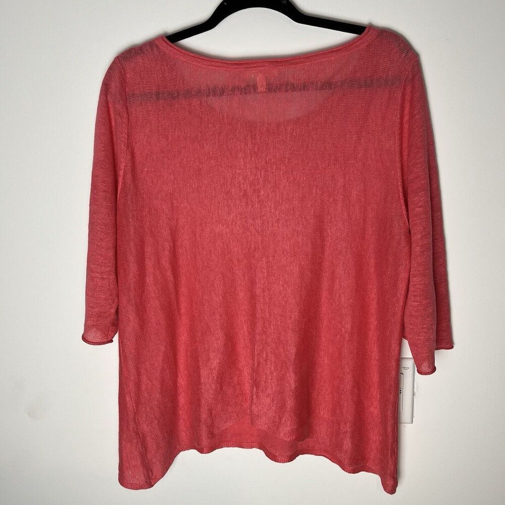 EILEEN FISHER Sweater Large Linen Fine Gauge 3/4 Sleeve Pullover Punch P… - Picture 2 of 7